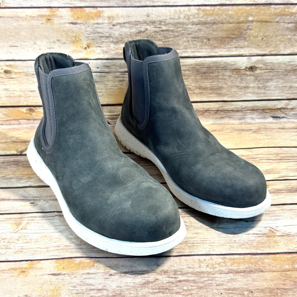 Bogs Womens Gray Waterproof Safety Cypress Chelsea Boots w/ Speckled Sole 8